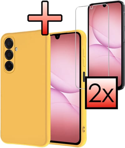 Hoesje - Met 2x Screenprotector - Geschikt voor Samsung Galaxy A17 - Sterk & Shockproof - Back Cover - Siliconen Case - Telefoon Hoes - Geel