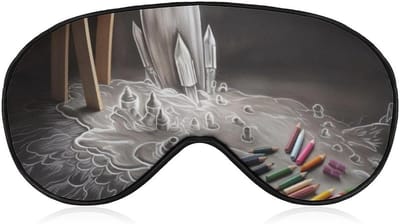Oogmasker - Slaapmasker Blinddoek - Ontspannen Slapen - Verstelbare Band - 20.6 x 10.4 cm - Krijttekening