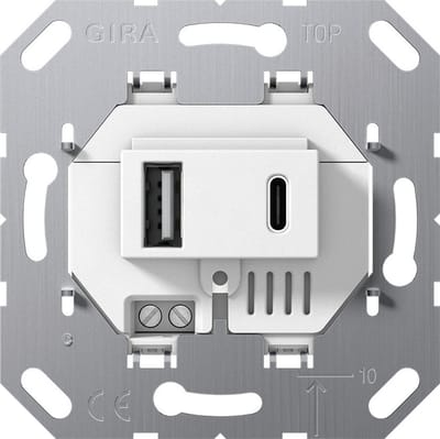 Gira USB-voeding 2-poorts wandcontactdoos type A/C wit - 234900