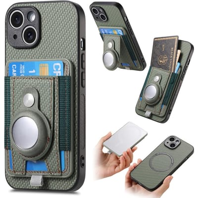Hoesje Voor iPhone 16 15 14 Plus 13 Mini 12 11 Pro Max Magsafe Telefoonhoesje Met AirTag Bescherming Kaarthouder Portemonnee Magnetische Adsorptie For iPhone 15ProMax