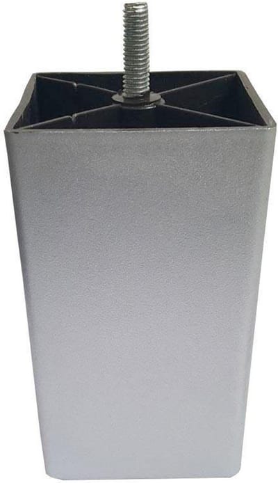 Meubelpoot grijs vierkant 7 bij 7 cm en hoogte 12 cm van kunststof (M8) - Set van 4 stuks