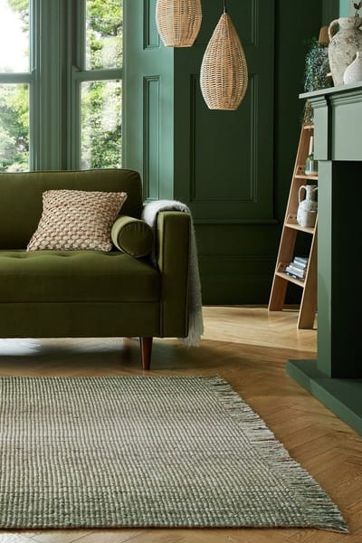 Flycarpets Jute Ombre Modern Laagpolig - Wol Mix - Handgeweven Vloerkleed - Groen - 160x230 cm