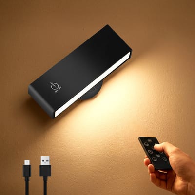 MAXXILED® Wandlamp Oplaadbaar - Wandlamp Binnen - Wandlamp Woonkamer - Muurlamp Slaapkamer - Wandlamp Slaapkamer - Muurlamp Keuken - Wandlamp Babykamer - Wandlamp Kinderkamer - USB Oplaadbaar - Oplaadbare Wandlamp - Afstandsbediening - Zwart