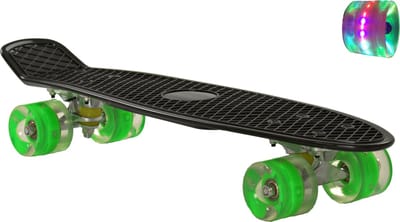 Sajan - Skateboard - LED - Penny board - Zwart-Groen - 22.5 inch - 56cm - Skateboard met Verlichting