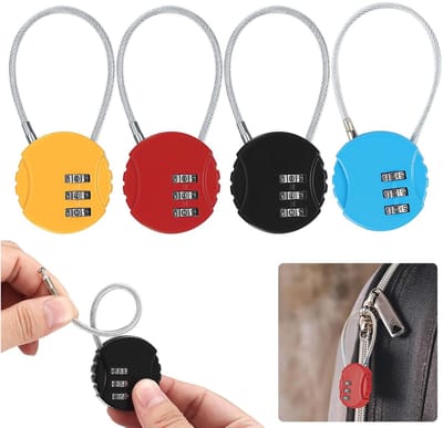 4-delige combinatieslotenset - 3-cijferig kofferslot - cijferslot - klein hangslot met cijferslot - sleutelloze reset - geschikt voor koffers, kasten