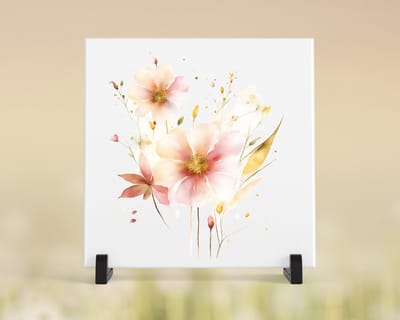 Tegeltje met tekst/afbeelding - Bloemen 05. - 15x15 cm - tegeltje met afbeelding, cadeau, tegeltje, tegeltjes met tekst, tegeltje met spreuk, spreuktegels, woonaccessoires