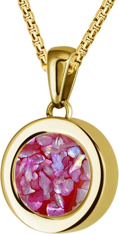 Quiges 12mm Mini Munt Hanger Verguld RVS Schroefsysteem Glans met Schelp Roze Vlokjes Munt en Anker Ketting 42-46cm