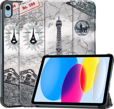 Hoesje - Geschikt voor Apple iPad A16/A18 (2022/2025/2026) - 10.9 & 11 inch (10e, 11e & 12e generatie) - Dun & Stevig - Hardcover Book Case - Trifold Bookcase Hoes - Hard Cover - Tablethoes - Eiffeltoren