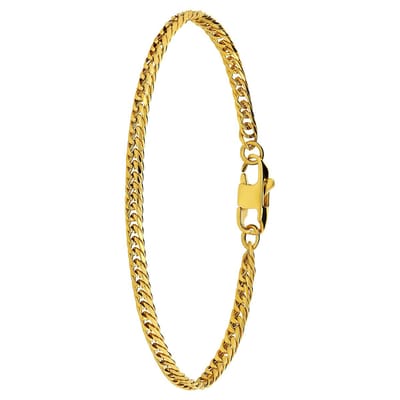 Lucardi Kinder Stalen goldplated armband met gourmetschakel 4mm - Armband - Staal - Goud - 15 cm