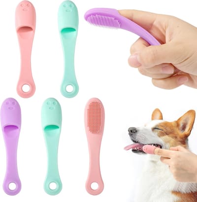 Huisdiertandenborstels 6 stuks - Siliconen Vingertandenborstels voor Honden en Katten