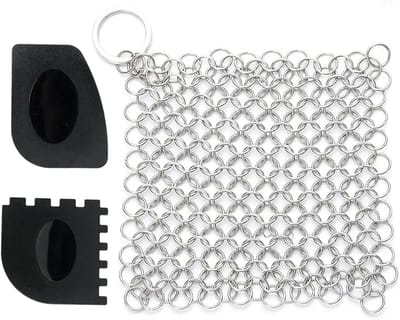 Fijn Ring Ketenreiniger van Gietijzer met Geïntegreerd Silicoon en Gelaste Ringen voor Keuken Gereedschap en Pannen