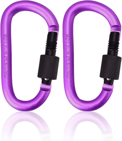 Set van 2 Vergrendelbare Carabiners van 7.8 cm - Lichtgewicht Aluminium D-Ringen voor Sleutels, Camping, Wandelen en Vissen