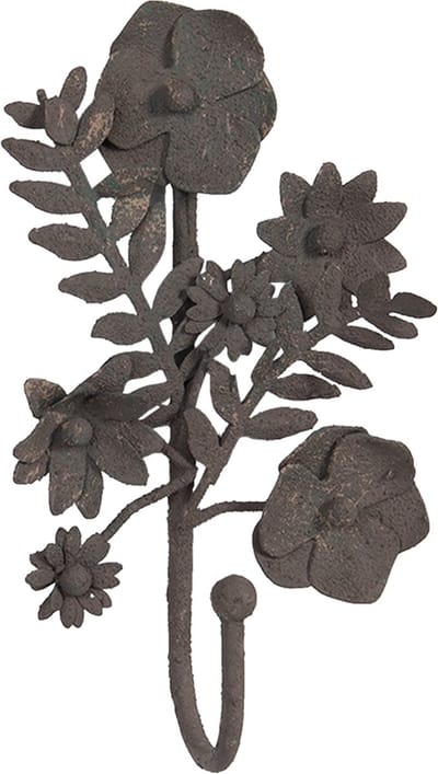 Clayre & Eef Wandhaak 10x8x20 cm Bruin Ijzer Bloemen Kapstok