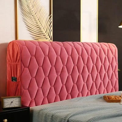 Luxe dikke fluwelen gewatteerde hoofdbordhoes effen kleur hoogwaardige all-inclusive bedovertrek zachte pluche bedhoofdhoes W150 x H68cm