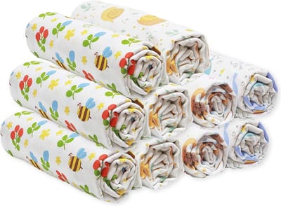Set van 10 Hydrofiele Spuugdoekjes (30x30 cm) in Zacht, 100% Katoen | Multicolor | Dormivo