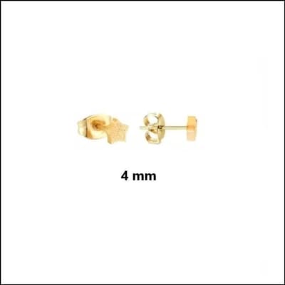 Aramat Jewels | Oorbellen | RVS Ster Oorbellen - Verjaardag Cadeau Oorstekers | 4mm / Goudkleurig Sandblasted | | | | Kinderen, Volwassenen | Verkleurd niet