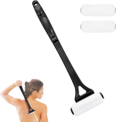 Rugcrème applicator met lange steel, opvouwbaar ontwerp en 3 verwisselbare koppen voor lotion, zonnecrème en douchegel