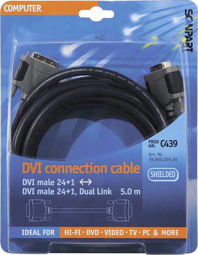 Bandridge - DVI Beeldscherm Kabel - zwart - 5 meter