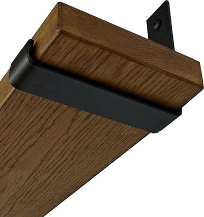 GoudmetHout® Wandplank Industrieel - 100 x 20 cm Muurplank - Donker Eiken Hout - Decoratie Wandrek & Boekenrek - Hangplank Keuken - Wall Shelf + 2 Mat Zwarte Plankdragers van Staal