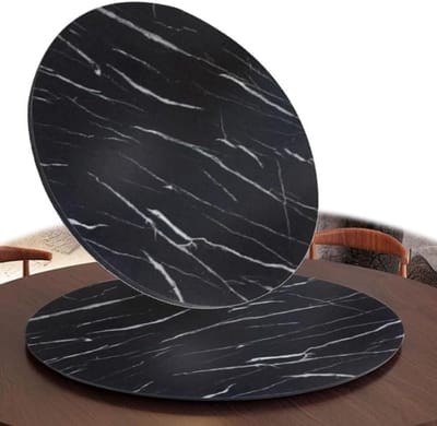 Houten Draaiplateau - Ronde Tafel - Gerechten Delen - 360 Graden Draaibaar - 90 cm - Black Marble