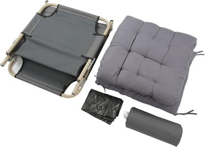 Opklapbed Kinderbed - Campingbed Loungestoel - Buiten Dutje Thuis - Stalen Frame - 67 x 57 cm - Grijs