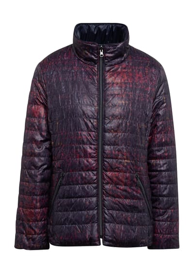 Licht gewatteerd jack met expressieve print - roze / zwart / gedess. - Gr. 42 van Goldner Fashion