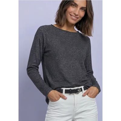 Longsleeve met ronde hals en rolrand