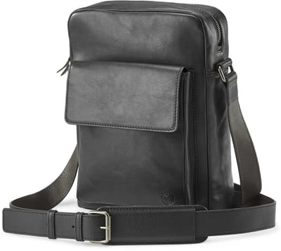 Laurie Zwarte en Donkerbruine Lederen Crossbodytas