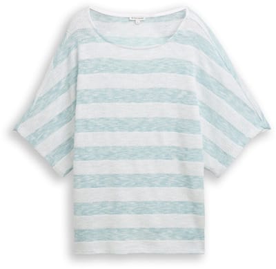 Tom Tailor - Losvallend T-shirt met vleermuismouwen - Maat XS - white mint stripe