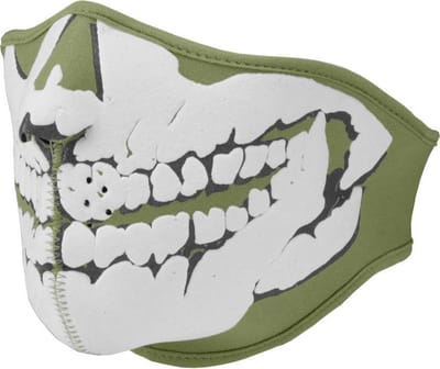 101 INC - Face mask neoprene skull 3D (kleur: Groen / maat: NVT)