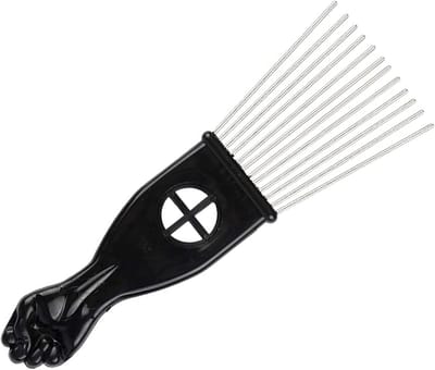 Afro Kam - Krullen Kam - Haar Styling - Metalen Prikkers - 17cm Lengte - Zwart