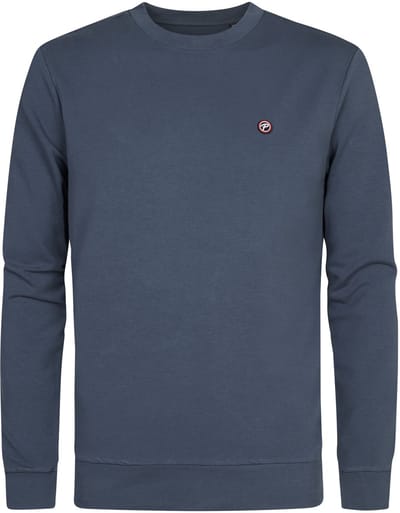 Petrol Industries Trui Heren - Regular Fit Sweater - Ronde Hals - Katoen - Effen Design Herentrui - Herenkleding - Blauw - Maat S