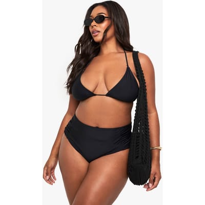 boohoo Dames Plus Buikcontrole Bikini-Broekjes | Black | Maat: 26
