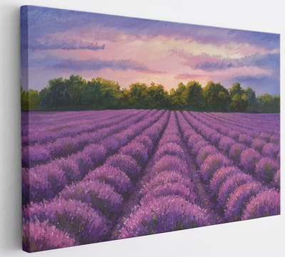 Saammp Canvas Schilderij - Lavendelveld - Abstract - 30x20 - Foto op canvas - Wanddecoratie - Muurdecoratie Woonkamer - Slaapkamer decoratie - Canvas Print