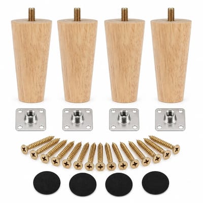 Consumerce® Houten Meubelpoten - M8 8cm - Set van 4 - Hout - Tafelpoten Kastpoten Bankpoten - Meubelverhoger - Tafelverhogers - Bedpoten Bedklossen - Boxspring Salontafel Poten - Stelpoot - Kast Pootjes - Bank Verhogers - Meubel