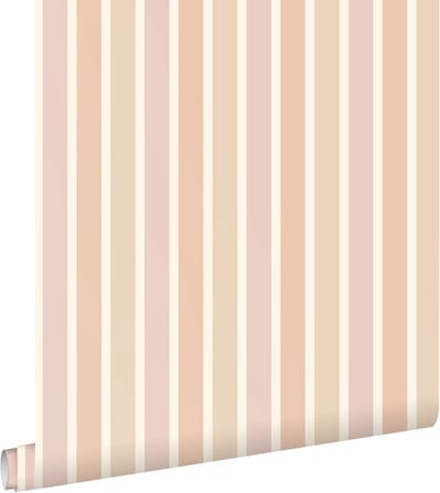 ESTAhome behang strepen beige, terracotta en mauve paars - 50 x 900 cm - 131505
