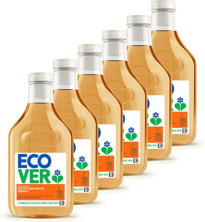 Ecover Vloerreinigingsmiddel - Voordeelverpakking 6 x 1 L - krachtige formule - zonder chloor - Plantaardig & Biologisch afbreekbaar - Sinaasappel & Citroen geur