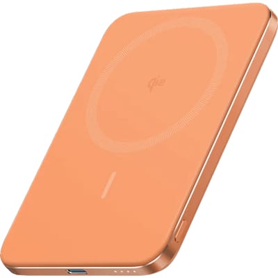 Anker Nano powerbank - dunne magnetische batterij van 5000mAh - Qi2 gecertificeerde supersnelle draagbare oplader van maximaal 15W, compatibel met MagSafe, ergonomisch ontwerp, alleen voor iPhone 17/16/15/14/13/12 - Oranje
