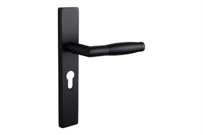 Lavuzo deurkruk Ascoli Zwart met rechthoekig schild PC55 | Per set