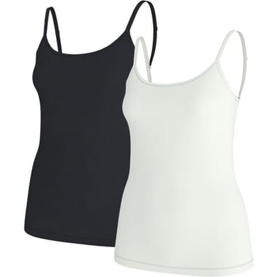 ESMARA Set van 2 dames spaghettitops (Zwart/wit, S (36/38))