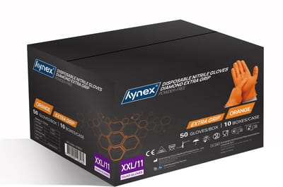 Hynex nitril wegwerphandschoenen - Extra grip - 8,0gram - Maat XXL - 500 stuks - Oranje