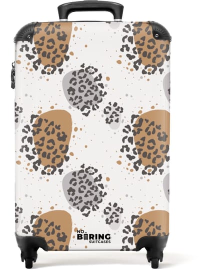 NoBoringSuitcases.com - Koffer - Dieren print panter met vlekken - Past binnen 55x40x20 cm en 55x35x25 cm - Trolley handbagage - Valiezen met wieltjes volwassenen - Reiskoffer op wielen - Rolkoffer lichtgewicht