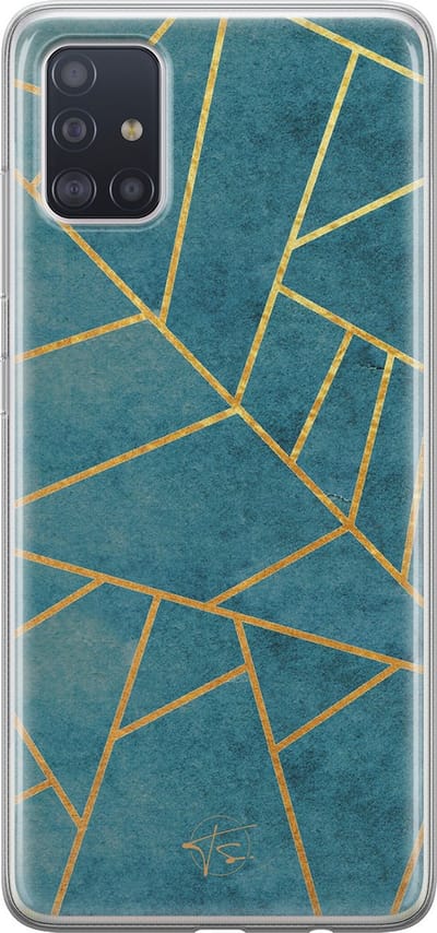 Hoesje geschikt voor Samsung Galaxy A51 - Abstract blauw - Soft Case - TPU - Print - Blauw - Mooie Telefoonhoesjes
