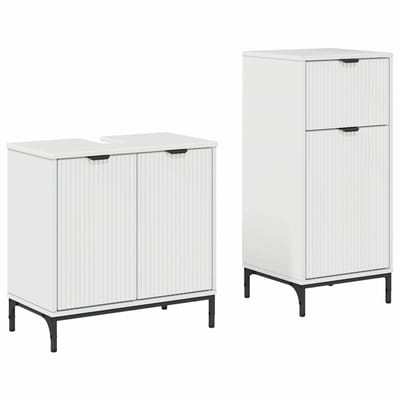 vidaXL - Badkamermeubel - Set - met - lade - met - plank - 2 - pcs - Hoogglans - wit