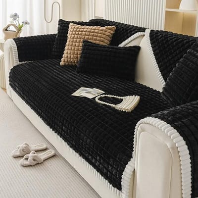 Vierkante Ruit Sofa Hoes Antislip Zacht Pluche Bankkussen voor Woonkamer Modern Eenvoudig Sofa Slipcovers Sofa Mat Huisdecoratie 1pc 30x50 pillowcase
