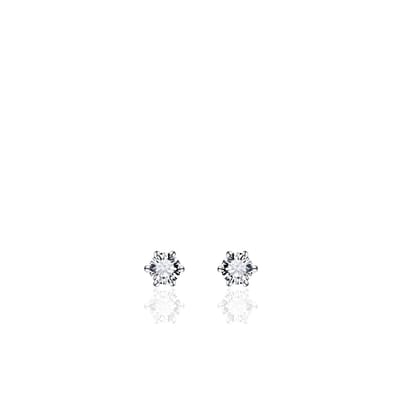 Jewels Inc. - Oorbellen - Oorstekers Solitaire gezet met Zirkonia - 4mmØ - Gerhodineerd Zilver 925