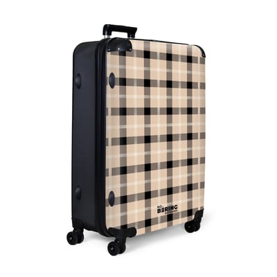 NoBoringSuitcases.com® - Koffer groot - Reiskoffer lichtgewicht - Beige met zwart ruitpatroon - Rolkoffer met 4 wielen - Grote trolley XL - 98 liter bagage