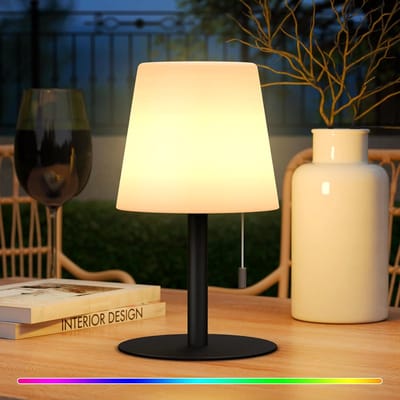 Thijox - Draadloze LED-tafellamp Oplaadbaar voor Buiten, Draagbaar in 8 Kleuren, USB-C, IP44, Voor Balkon, Tuin, Woonkamer, Camping, Zwart