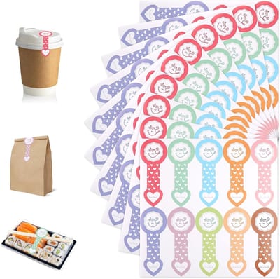 Kleurige Handgemaakte Bakkerij Stickers - 400 Stuks Zelfklevende Labels voor Voedselverpakking, Tamper Proof Stickers voor Snoep, Taarten en Brood