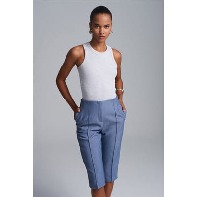 Hoge taille Rechte Capri Shorts Met Splits